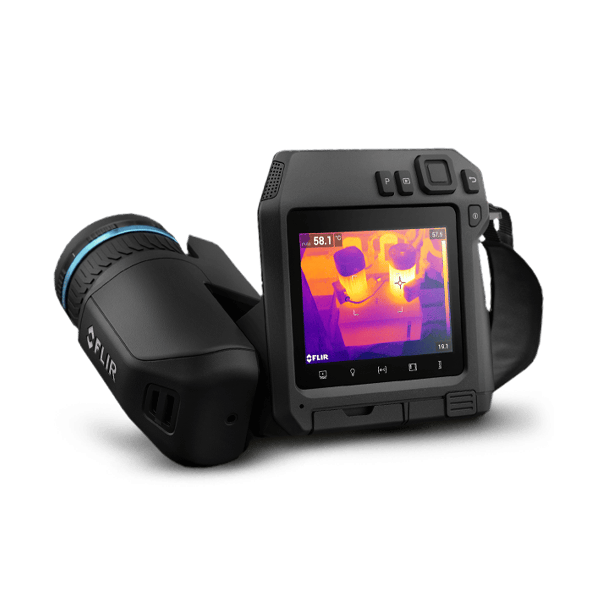An image of a FLIR thermal imaging camera with viewfinder